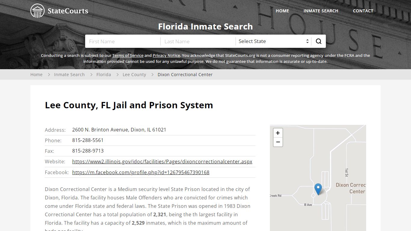 Dixon Correctional Center Inmate Records Search, Florida - StateCourts