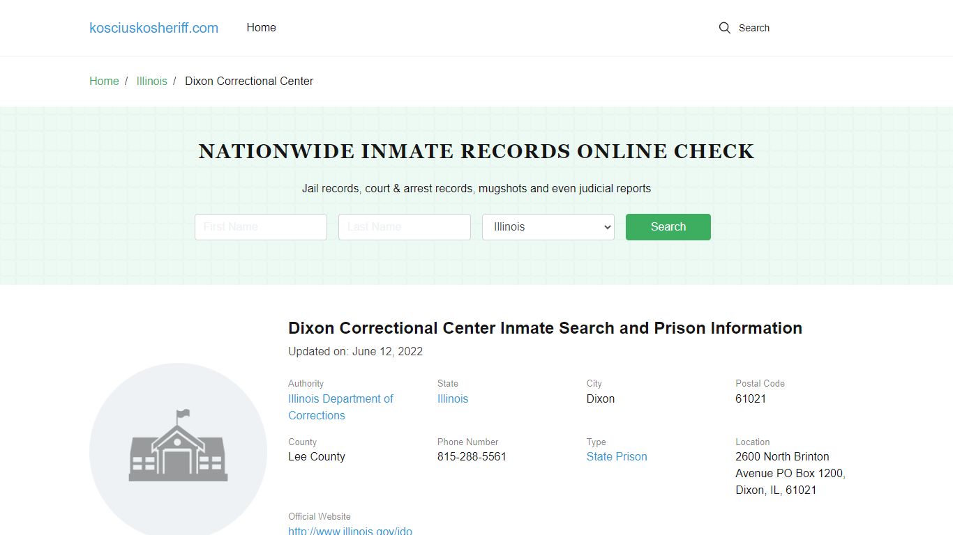 Dixon Correctional Center Inmate Search, Visitation, Phone no ...